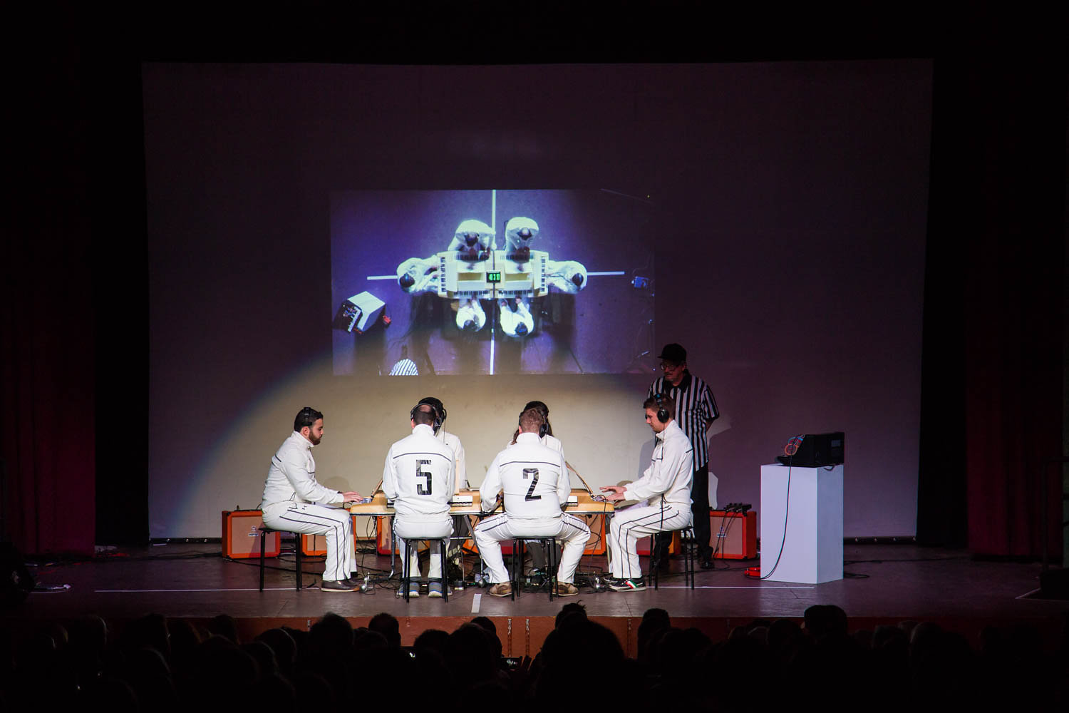 A performance of the six sided keyboard. My job was to make this idea that Mark Mothersbaugh came up with to life.